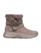 Skechers Cizme scurte fara inchidere - din piele intoarsa Go Walk Arch Fit - Maro taupe deschis