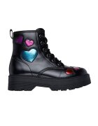 Skechers Ghete de piele ecologica cu aplicatii inima - Negru/Multicolor