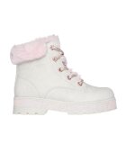 Skechers Ghete de piele ecologica cu garnituri de blana sintetica Street Glitz - Alb murdar
