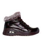 Skechers Ghete de piele ecologica lacuita cu garnitura de blana sintetica