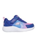 Skechers Pantofi sport Bounder cu velcro si insertii de piele ecologica - Albastru inchis/Roz deschis
