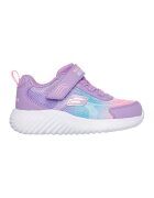 Skechers Pantofi sport Bounder cu velcro si insertii de piele ecologica - Roz deschis/Lila/Albastru deschis