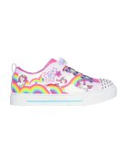 Skechers Pantofi sport cu inchidere velcro si lumini LED - Alb/Galben/Roz