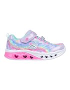 Skechers Pantofi sport cu inchidere velcro si lumini LED Flutter Heart Lights - Roz aprins/Lila/Albastru