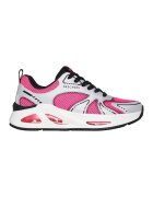 Skechers Pantofi sport cu talpa wedge si segmente din piele ecologica si material textil Uno Ego Wedge - Gri deschis/Fucsia