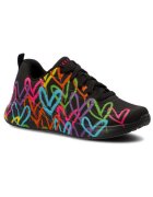 Skechers Pantofi sport de piele ecologica cu imprimeu contrastant Uno-Highlight Love - Negru