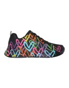 Skechers Pantofi sport de piele ecologica cu imprimeu contrastant Uno-Highlight Love - Negru/Turcoaz/Roz