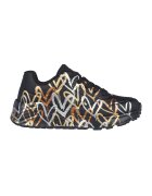 Skechers Pantofi sport de piele ecologica cu imprimeu cu inimi Street - Auriu/Negru/Argintiu