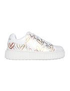 Skechers Pantofi sport de piele ecologica Street - Alb/Auriu/Argintiu