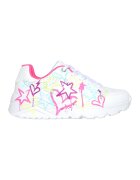 Skechers Pantofi sport de piele ecologica Uno Lite - Alb/Roz/Verde menta