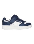 Skechers Pantofi sport Quick Street de piele ecologica cu garnituri perforate - Alb/Bleumarin