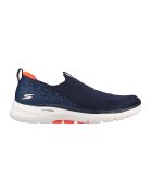 Skechers Pantofi sport slip-on de plasa cu aspect tricotat GOwalk 6 - Portocaliu/Bleumarin