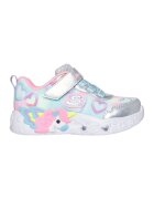 Skechers Pantofi sport Unicorn Charmer cu LED-uri si velcro - Albastru pastel/Roz pastel/Argintiu