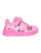 Skechers Pantofi sport Uno Lite de piele ecologica cu velcro - Negru/Roz pastel/Alb optic