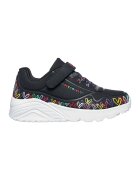 Skechers Pantofi sport Uno Lite- Heart Craze de piele ecologica cu model cu inimi - Negru/Galben/Alb optic