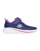 Skechers Pantofi sport Wave 92 cu aspect stralucitor si velcro - Fucsia/Alb optic/Bleumarin