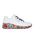 Skechers Pantofi sport wedge din piele ecologica Ravaged Love - Alb/Multicolor