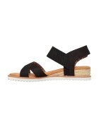 Skechers Sandale cu talpa wedge si inchidere velcro - Negru