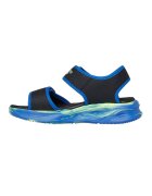 Skechers Sandale cu velcro si imprimeu logo - Verde lime/Bleumarin