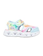 Skechers Sandale cu velcro si model colorblock Hearts Lights - Galben pai/Albastru azur/Roz