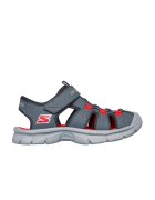 Skechers Sandale din piele ecologica si material textil - Portocaliu/Gri carbune