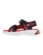 Skechers Sandale Mega Craft cu velcro si talpa plata - Negru/Portocaliu