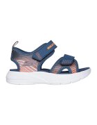 Skechers Sandale Microspec-Splash de piele ecologica cu velcro - Albastru inchis/Portocaliu deschis