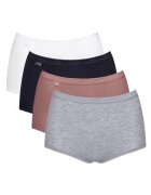 Sloggi Set de chiloti hipster cu talie inalta Basic+ - 4 perechi - Alb/Negru/Maro/Gri