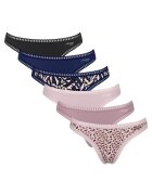 Sloggi Set de chiloti tanga Go Crush - 6 perechi - Roz/Albastru