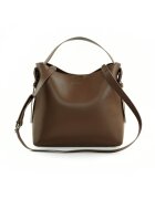 Solier Geanta dama din piele FL44 - format A4 - cu catarama - curea reglabila - de mana sau umar - eleganta si practica - Maro inchis - 31 x 27 x 13 CM