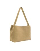 Solier Geanta dama din piele intoarsa FL39 Maya - shopper - A4 - cu catarama - curea reglabila - incapatoare - eleganta - pentru birou si zilnic - Bej