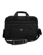 Solier Geanta laptop 15 -6" textila neagra SM02 Lindis - unisex - format A4 - 3 buzunare cu fermoar - curea de umar - usoara si eleganta