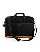Solier Geanta laptop 15 -6" textila neagra SM03 Darwen - unisex - format A4 - 3 buzunare - curea de umar - prindere pe troler - usoara si eleganta