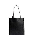 Solier Geanta shopper din piele pentru femei FL27 Fiore - neagra cu imprimeu sarpe