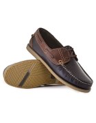 Solier Pantofi boat din piele - Maro/Bleumarin