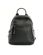 Solier Rucsac dama FV11 Aure - piele naturala - negru - M - 24x29x9 cm - 7 buzunare - bretele reglabile - buzunar spate cu fermoar