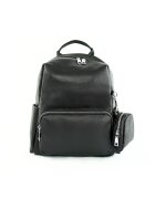 Solier Rucsac dama FV12 Belle - piele naturala - negru - 25x31x12 cm - 2 buzunare exterioare - bretele reglabile - breloc-portfard