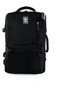Solier Rucsac de calatorie negru FV06 Noa - unisex - bagaj de mana gratuit Ryanair Wizzair Lufthansa LOT - 2in1 - extensibil - usor - geanta pentru 3–4 zile