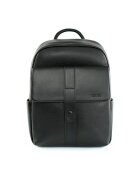 Solier Rucsac unisex FV04 Rimelle - piele naturala - negru - 30x38x11 cm - pentru laptop - spate respirabil - bretele reglabile - buzunare interioare