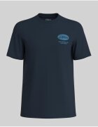 sOliver Big Sizes Tricou barbati big sizes cu decolteu la baza gatului si imprimeu cu logo - Bleumarin