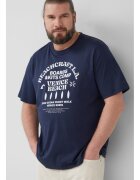 sOliver Big Sizes Tricou barbati big sizes din bumbac cu imprimeu text - Bleumarin inchis