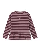 sOliver Bluza cu dungi si volan peplum - Violet tyrian/Roz prafuit
