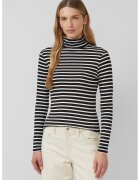 sOliver Bluza cu guler inalt si dungi - Alb/Negru