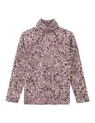 sOliver Bluza cu guler inalt si model floral - Violet tyrian/Roz prafuit