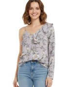 sOliver Bluza de dama asimetrica mov cu flori