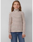 sOliver Bluza slim-fit cu guler inalt si dungi - Violet tyrian/Crem