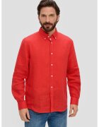 sOliver Camasa barbati din in cu maneca lunga si croiala Regular fit - - Portocaliu mandarina