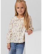 sOliver Camasa cu guler cu volane si model floral - Bej/Violet tyrian