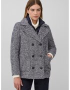 sOliver Palton cu revere decupate si doua randuri de nasturi - Alb/Negru