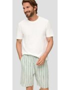 sOliver pantaloni scurti barbati din amestec de bumbac si in - imprimeu in dungi - Verde menta